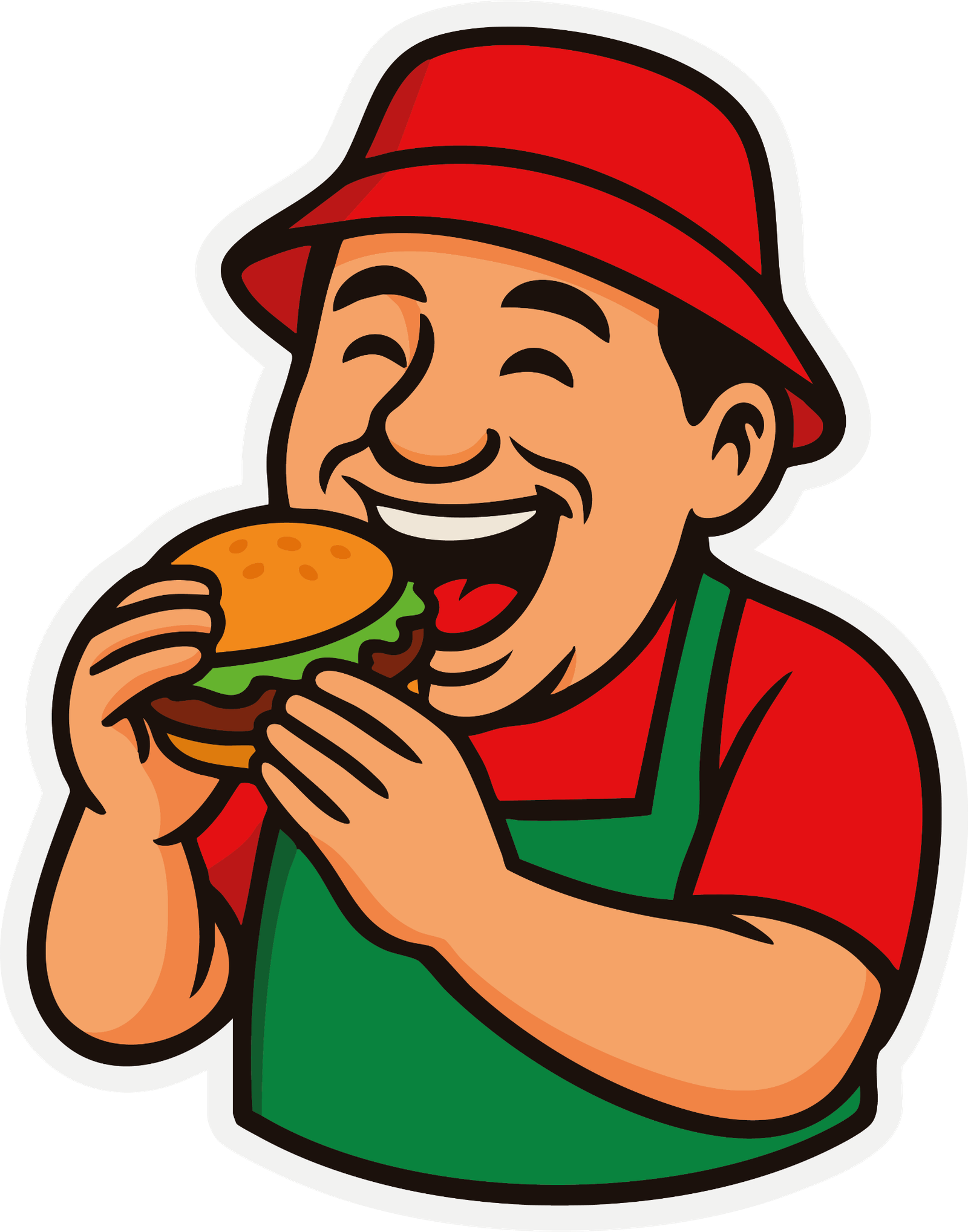 Sticker Tony comiendo una hamburguesa